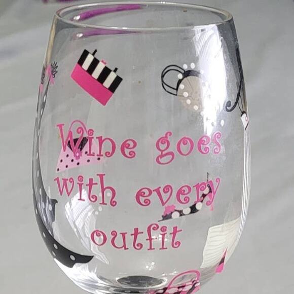 Wine Goes with Every Outfit Hand panted Wine Glass - Picture 2 of 4